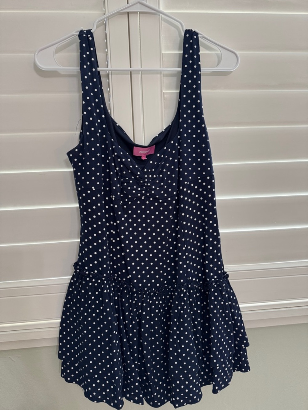 navy polka dot edikted dress